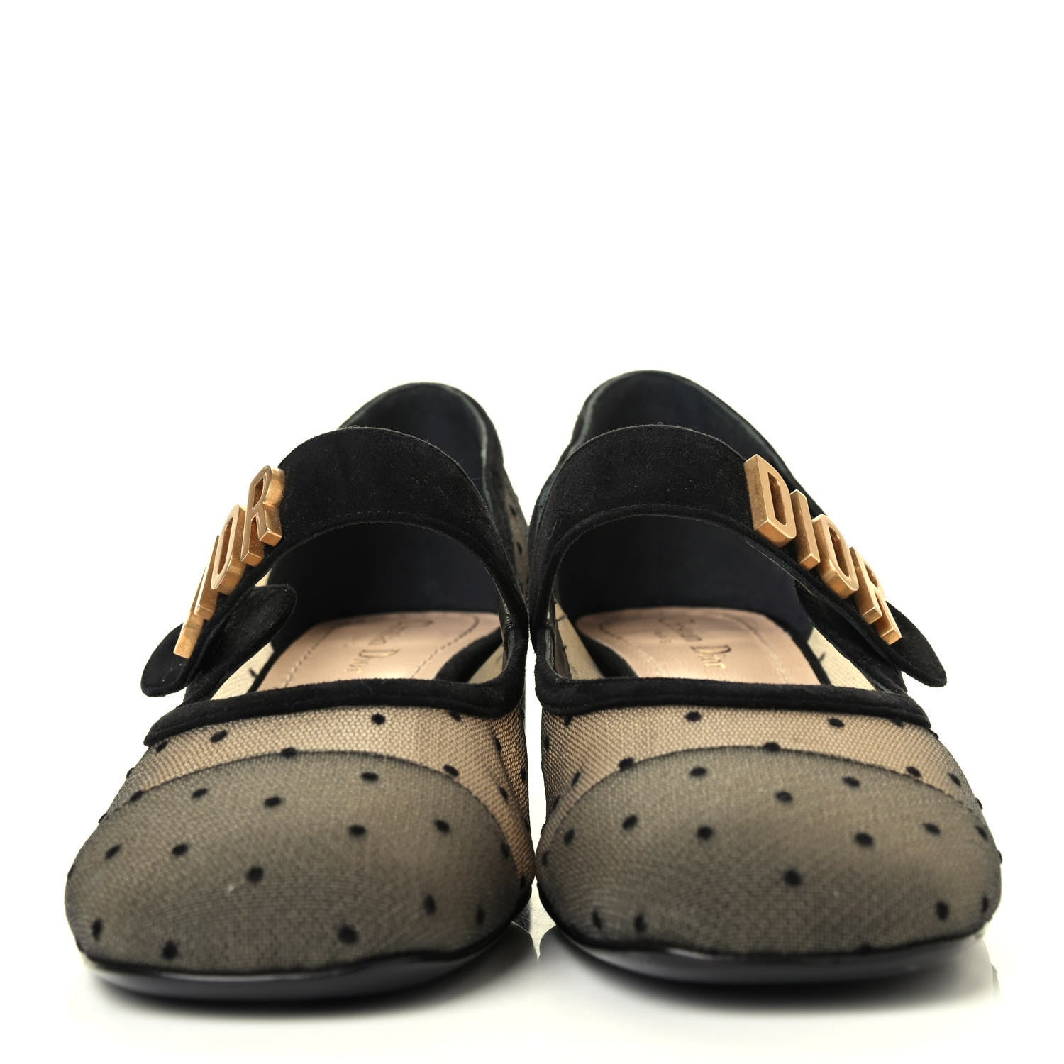 Christian Dior Mesh Plumetis Suede Baby-D Ballet Pumps 39.5 Black 2 of 4