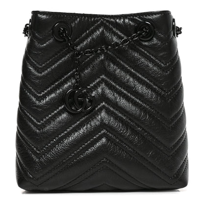 Gucci Calfskin Matelasse Monochrome Nano GG Marmont Bucket Bag Black 1 of 10