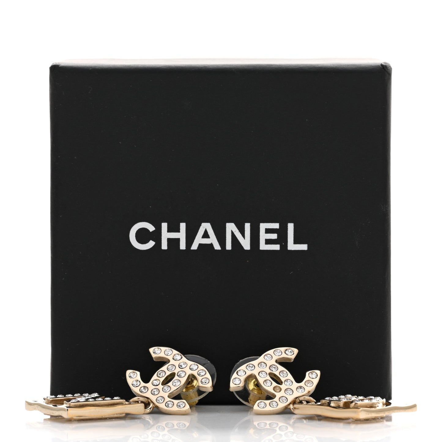 Crystal CC No 5 Drop Earrings Gold