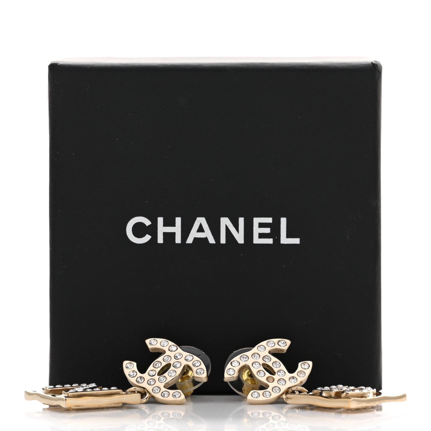 Chanel Crystal CC No 5 Drop Earrings Gold 6 of 6