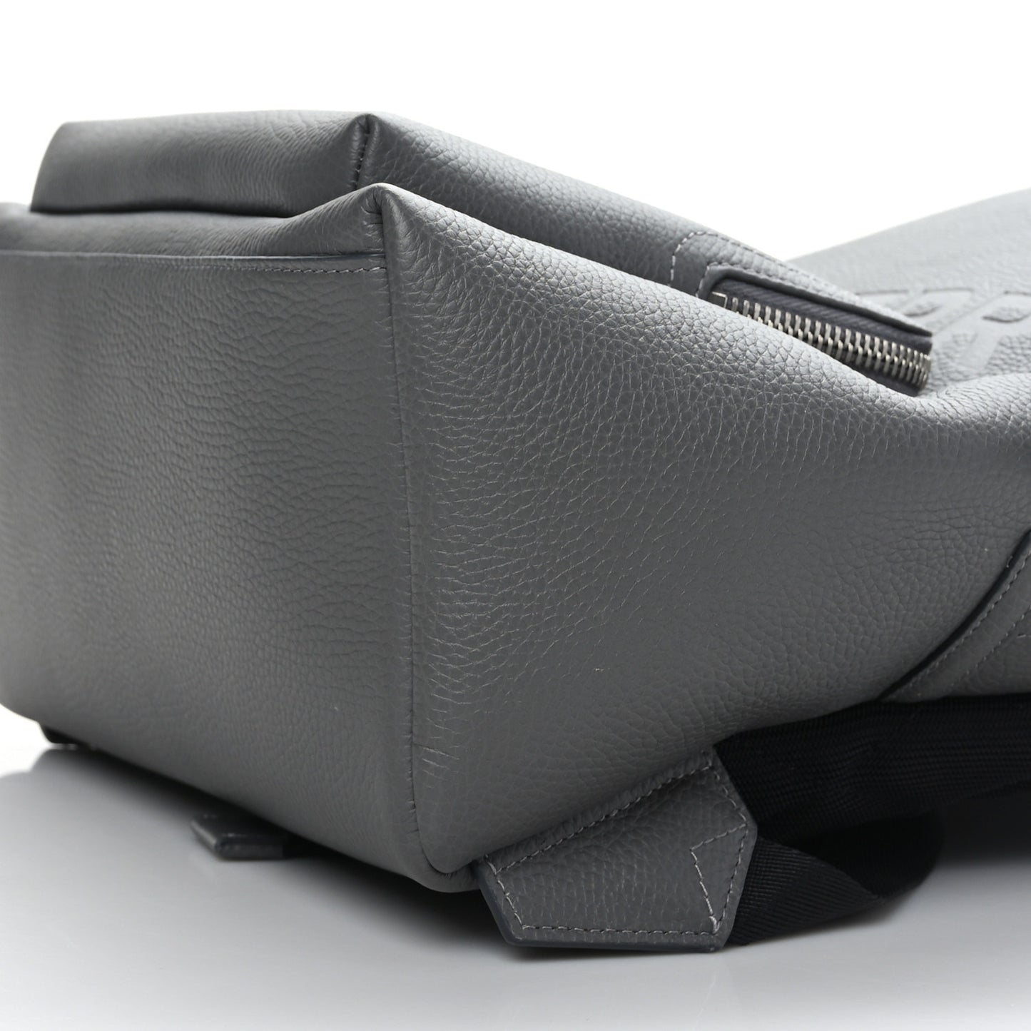 Calfskin Logo Embossed Backpack Charcoal Grey