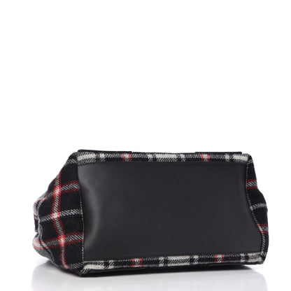 Balenciaga Wool Plaid S Navy Cabas Black Red 4 of 10