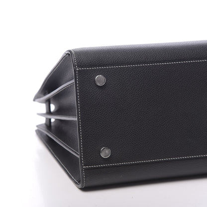 Saint Laurent Grained Calfskin Topstitch Small Sac De Jour Black Porcelain 8 of 10