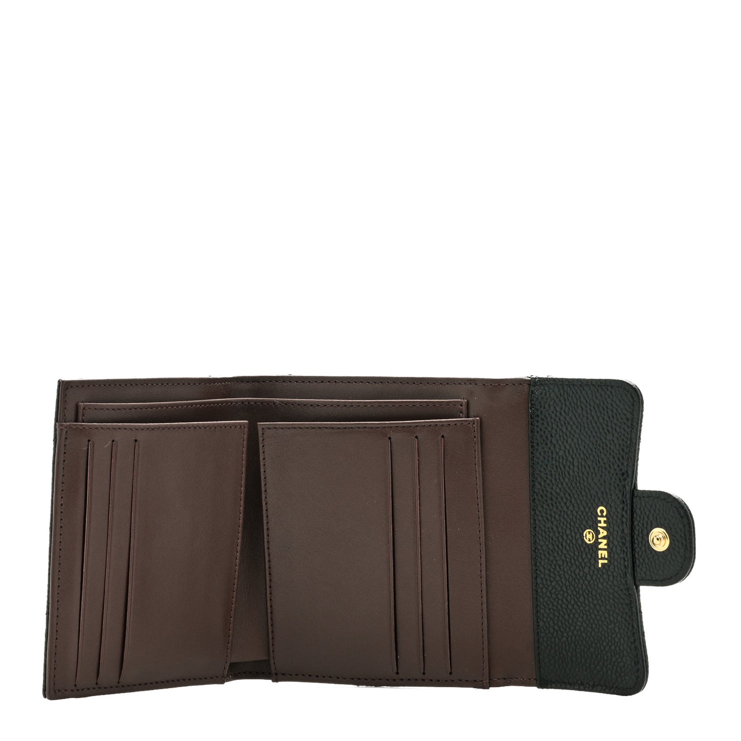 Caviar Quilted Compact Flap Wallet Black