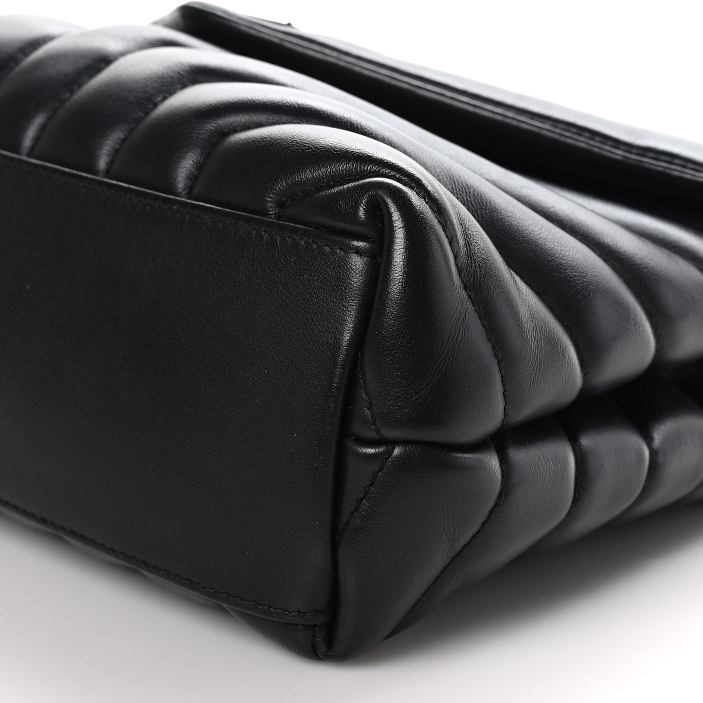Calfskin Y Quilted Monogram Monochrome Small Loulou Chain Satchel Black