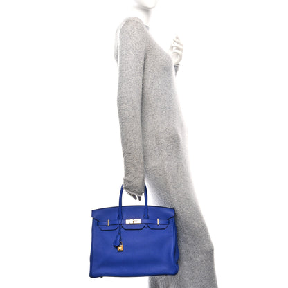 Hermes Taurillon Clemence Birkin 35 Bleu Electrique 2 of 12