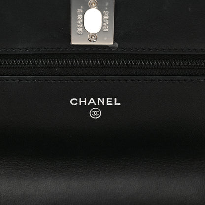 Chanel Lambskin Quilted Metal Top Handle Wallet On Chain WOC Black 6 of 13