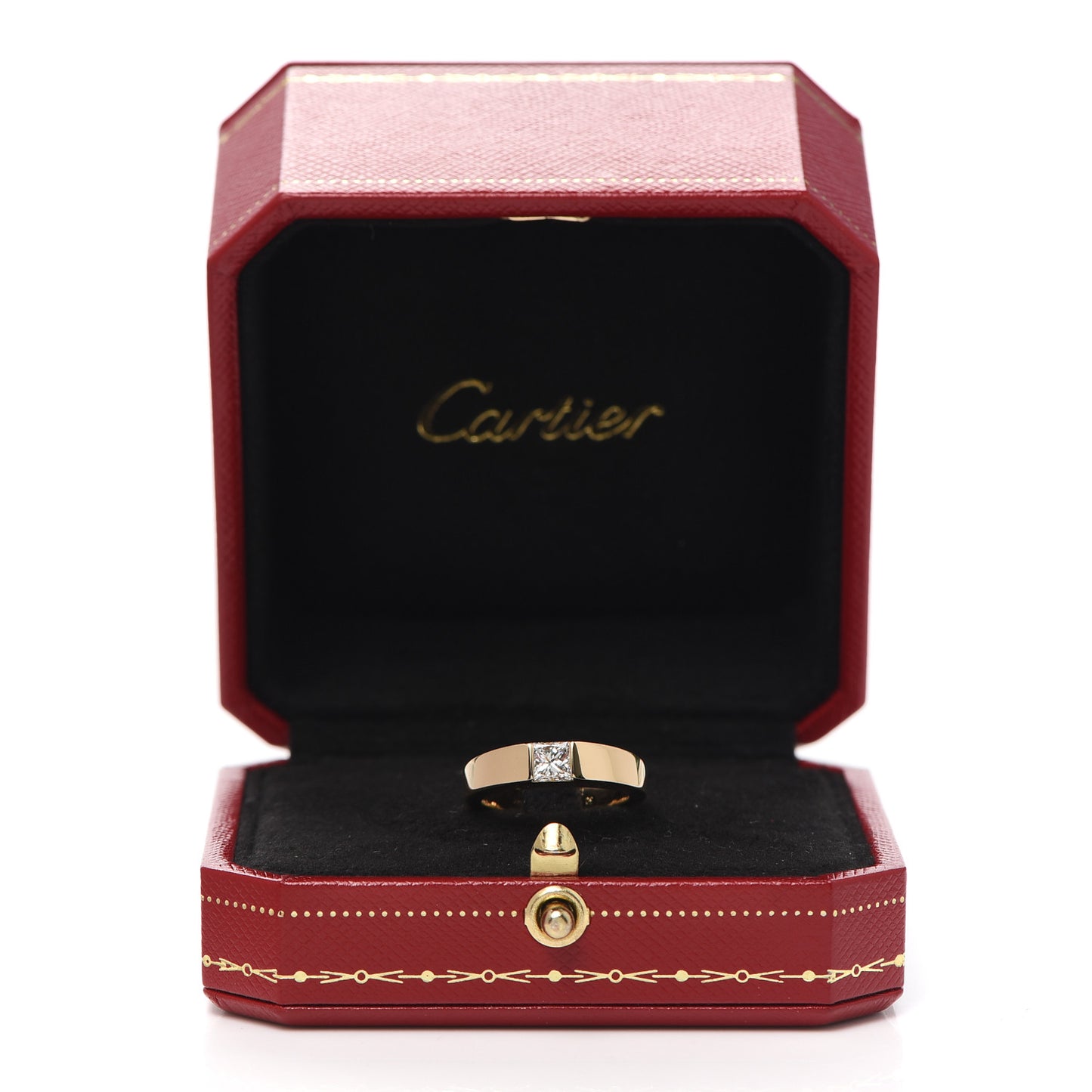 18K Yellow Gold Diamond .50ct Tank Solitaire Ring 50 5.25