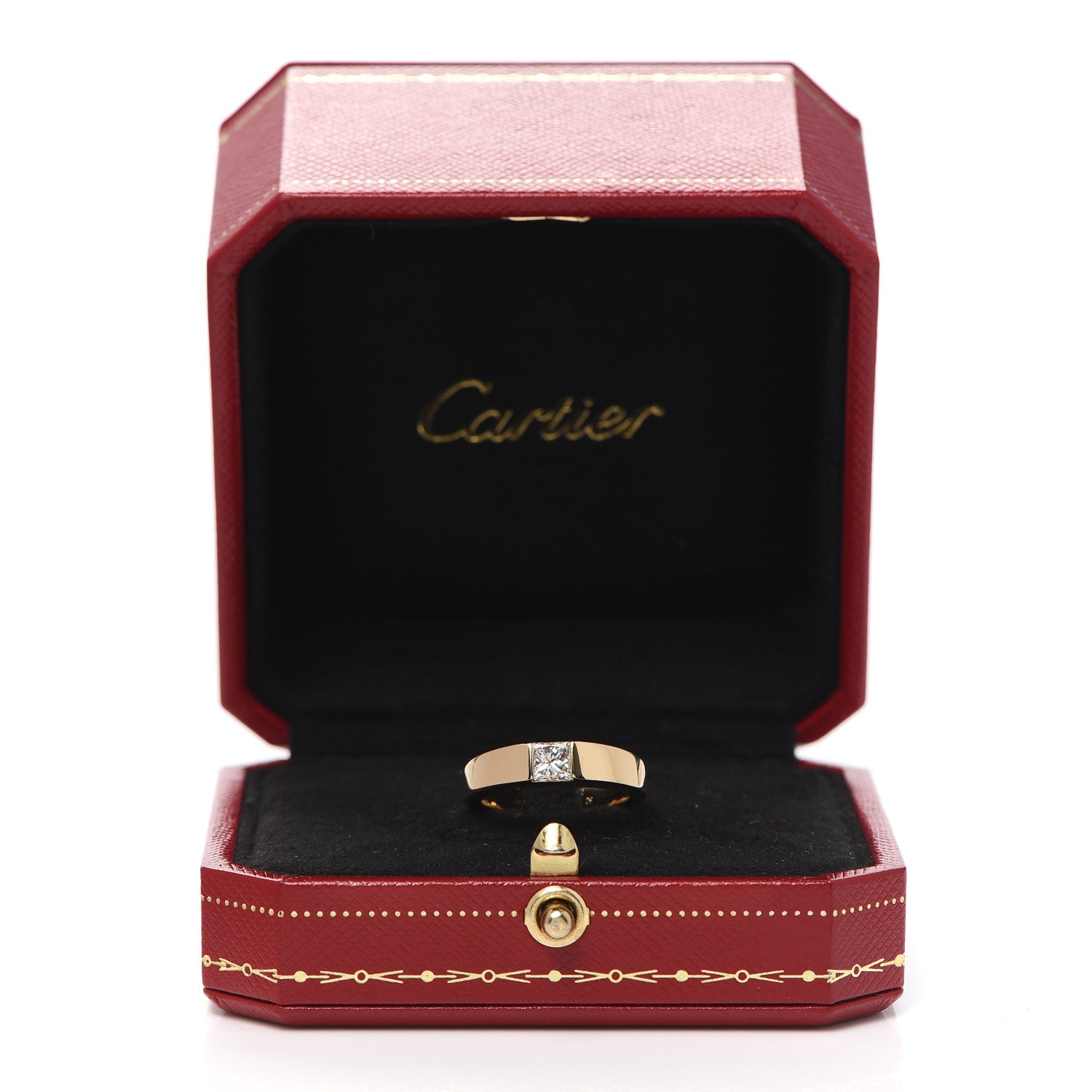 Cartier 18K Yellow Gold Diamond .50ct Tank Solitaire Ring 50 5.25 5 of 5