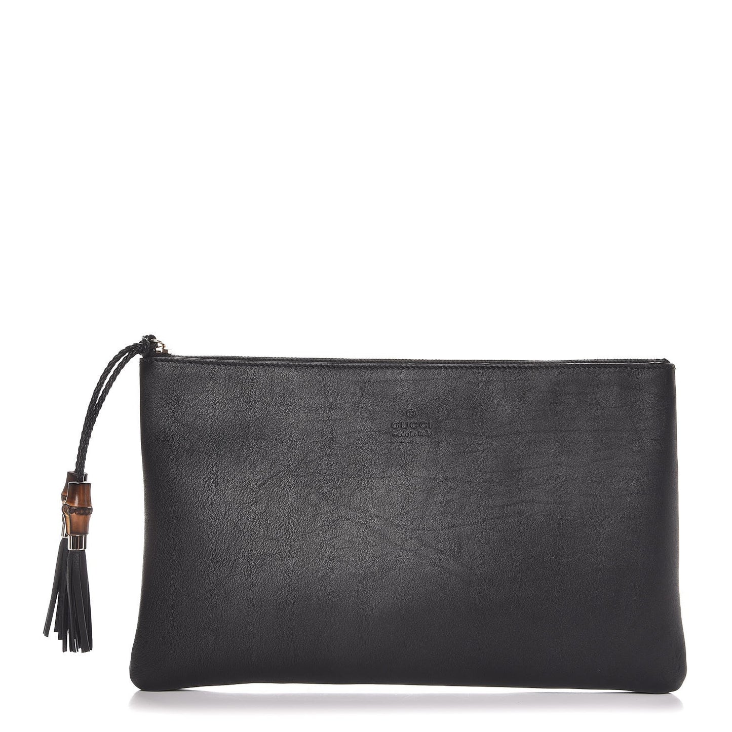 Calfskin Large Bamboo Clutch Black