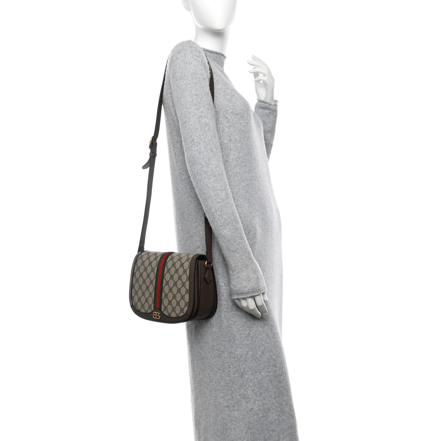 Gucci X BALENCIAGA BB Supreme Monogram Web Small Ophidia Shoulder Bag Beige New Acero 2 of 10
