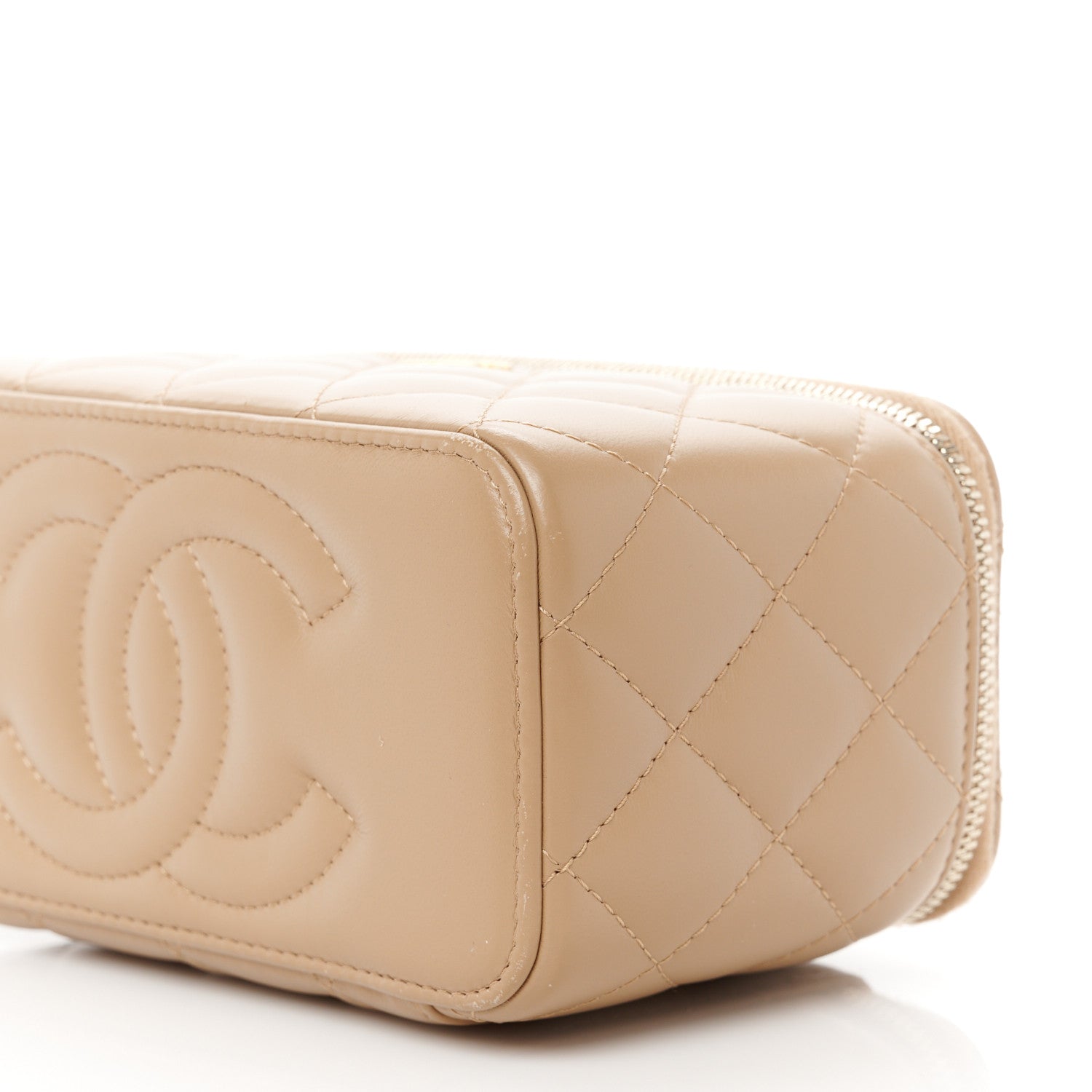 Chanel Lambskin Quilted Pearl Crush Small Vanity Case With Chain Beige 10 of 11