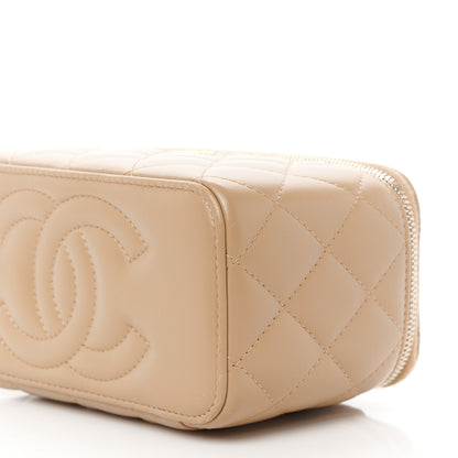 Chanel Lambskin Quilted Pearl Crush Small Vanity Case With Chain Beige 10 of 11