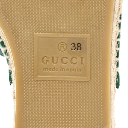 Gucci Malaga Kid Perforated Criss Cross Espadrille Slide Sandals 38 Emerald Hibiscus Red 6 of 10