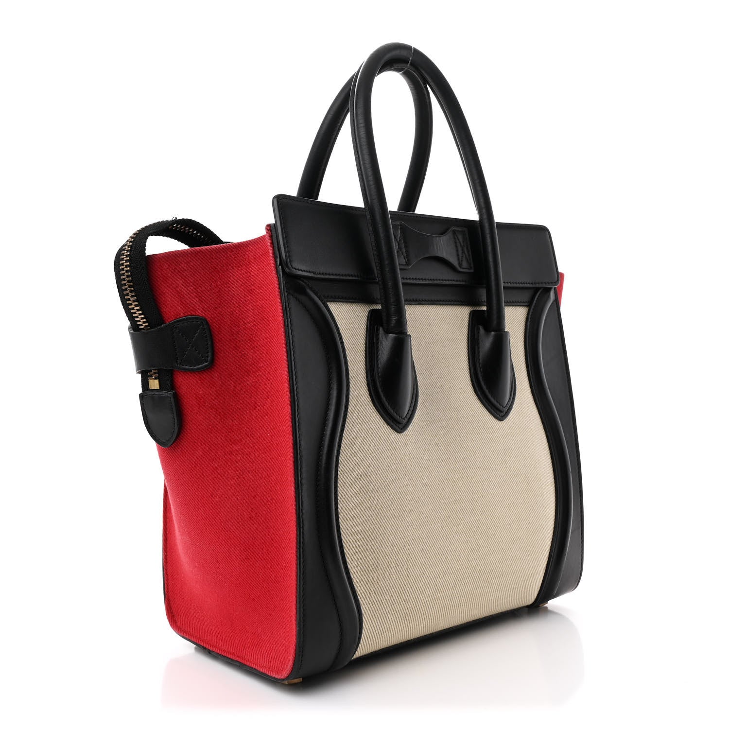 Celine Canvas Smooth Calfskin Micro Tri-Color Luggage Carmin 3 of 13