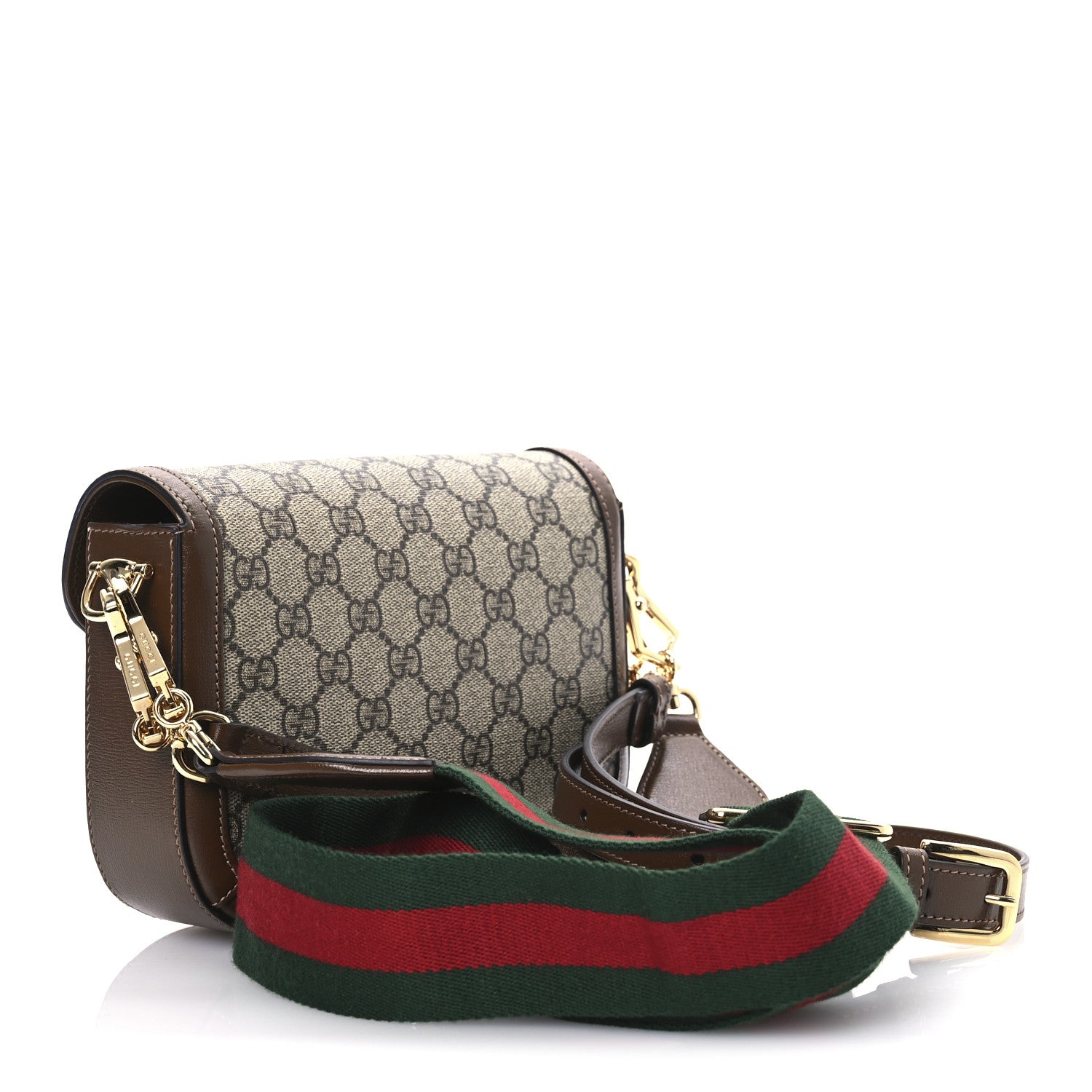 Gucci GG Supreme Monogram Web Mini Horsebit 1955 Shoulder Bag Beige Brown Sugar 3 of 13