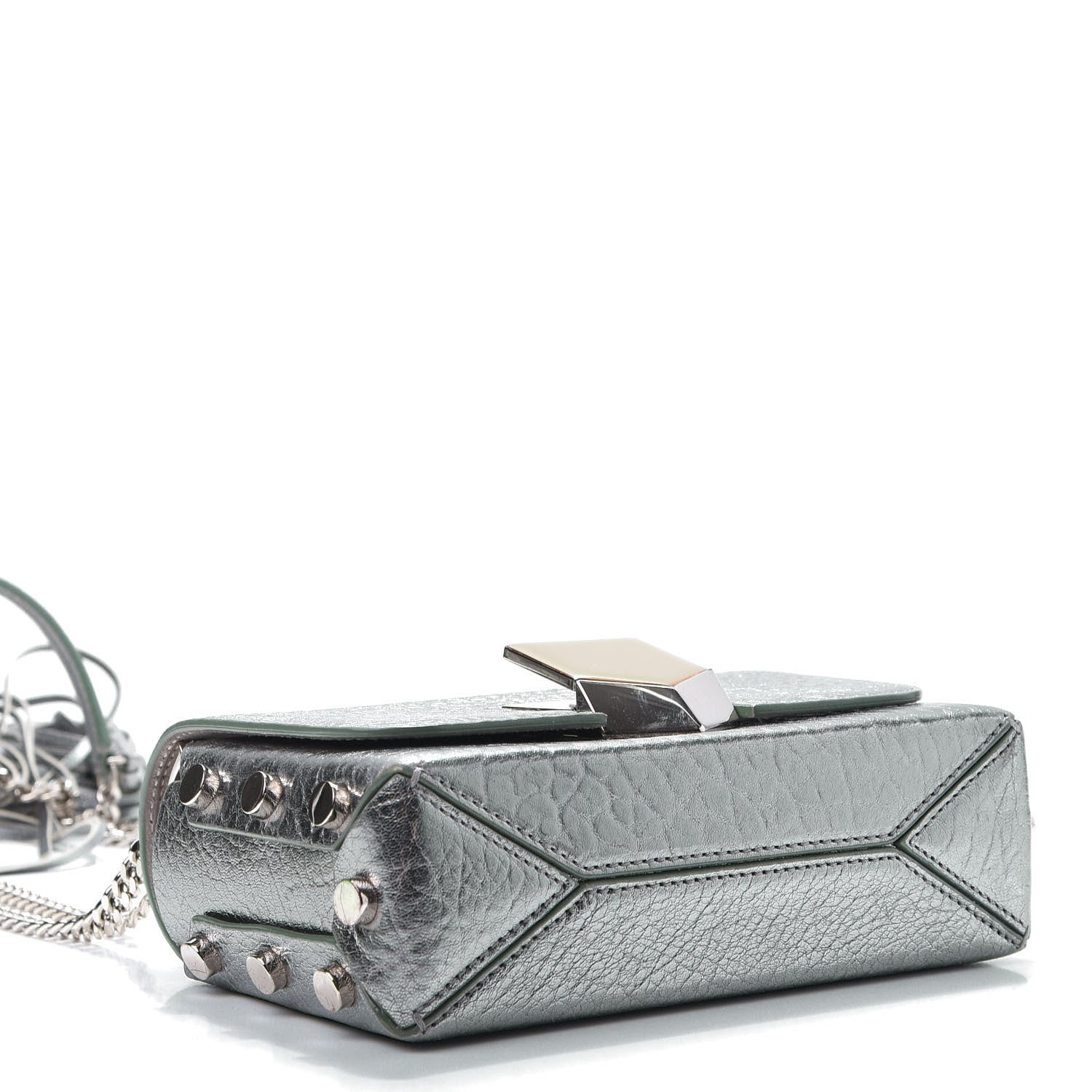 Jimmy Choo Metallic Grainy Calfskin Lockett Petite Shoulder Bag Platinum 4 of 10