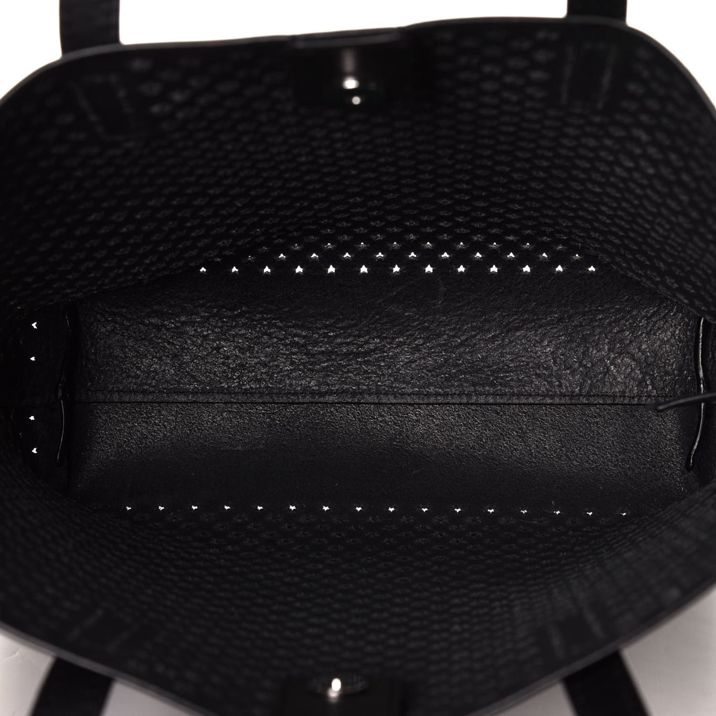 Calfskin Star Perforated Toy Shopping Tote Black