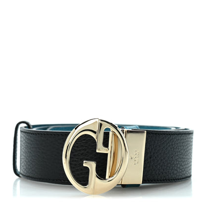 Gucci Dollar Calfskin 1973 Reversible Belt 100 40 Black Mineral Blue 1 of 10