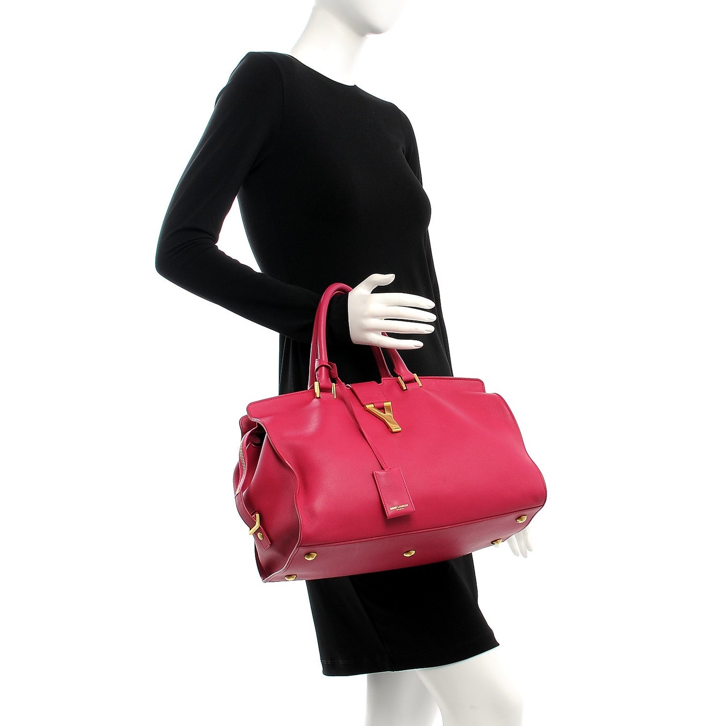 Calfskin Medium Classic Y Cabas Fuchsia