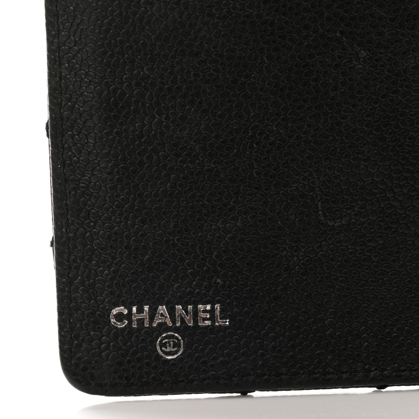 Distressed Caviar Stitched Outdoor Yen Wallet Black