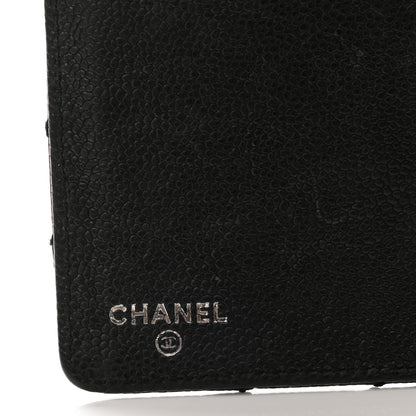 Chanel Distressed Caviar Stitched Outdoor Yen Wallet Black 6 of 7