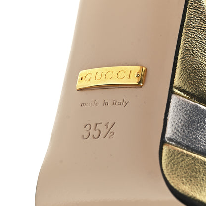 Gucci Metallic Nappa Double G 40/135mm Platform Sandals 35.5 Gold Silver 7 of 11