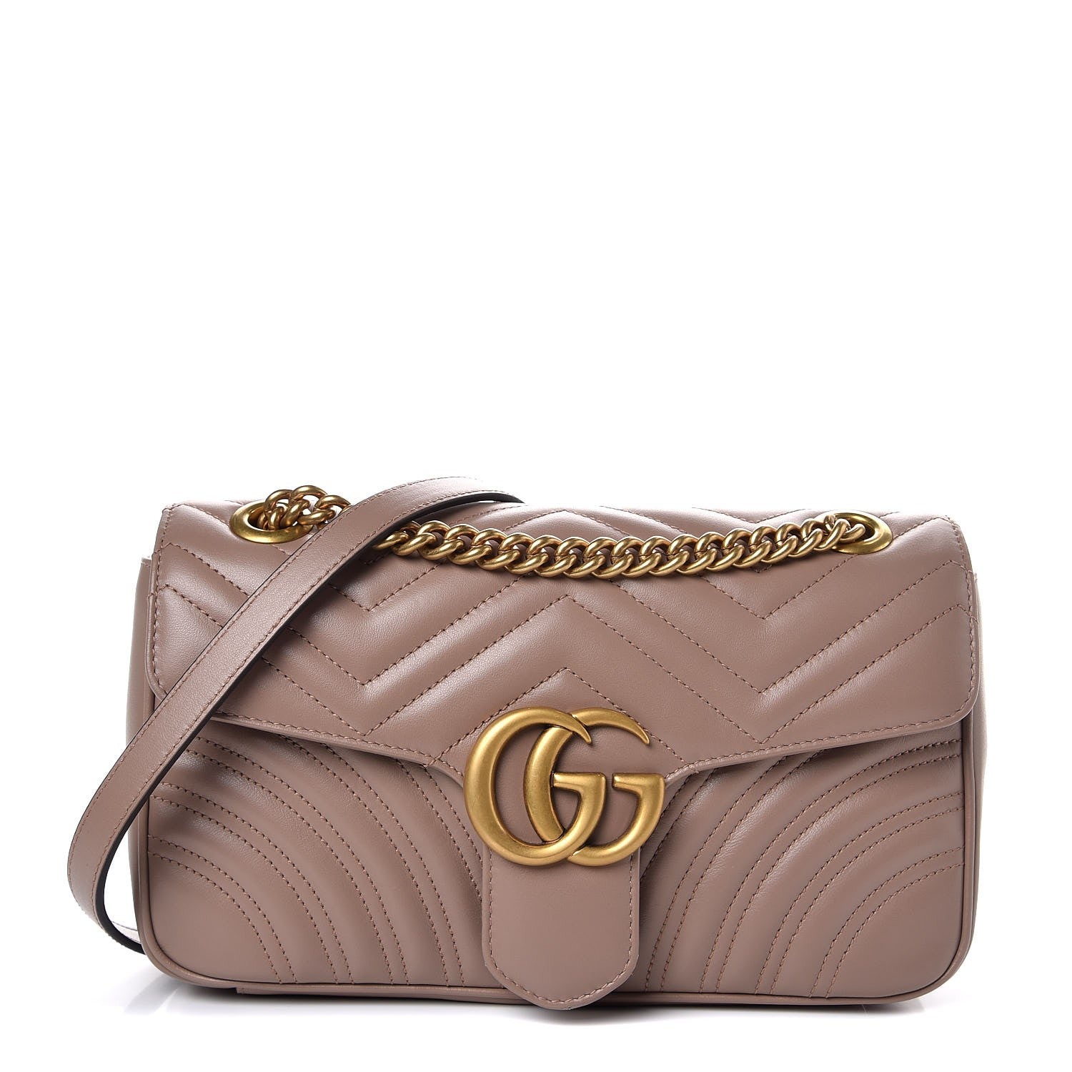 Gucci Calfskin Matelasse Small GG Marmont Shoulder Bag Porcelain Rose 1 of 9