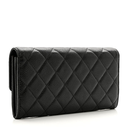 Chanel Caviar Quilted Large Gusset Flap Wallet Black 3 of 8