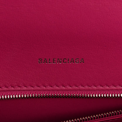 Balenciaga Shiny Calfskin Python Effect Small Hourglass Top Handle Bag Fuchsia Black 6 of 10