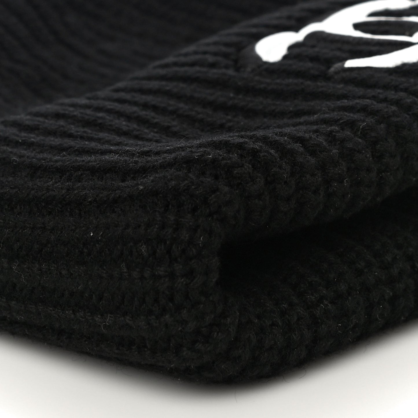 Wool Cashmere CC Beanie Hat Light Black White