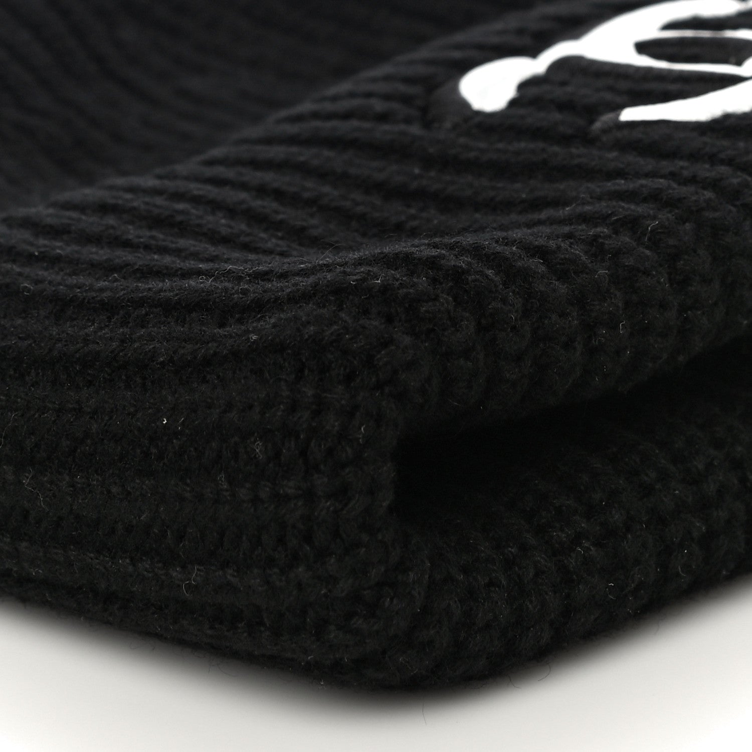 Chanel Wool Cashmere CC Beanie Hat Light Black White 8 of 10