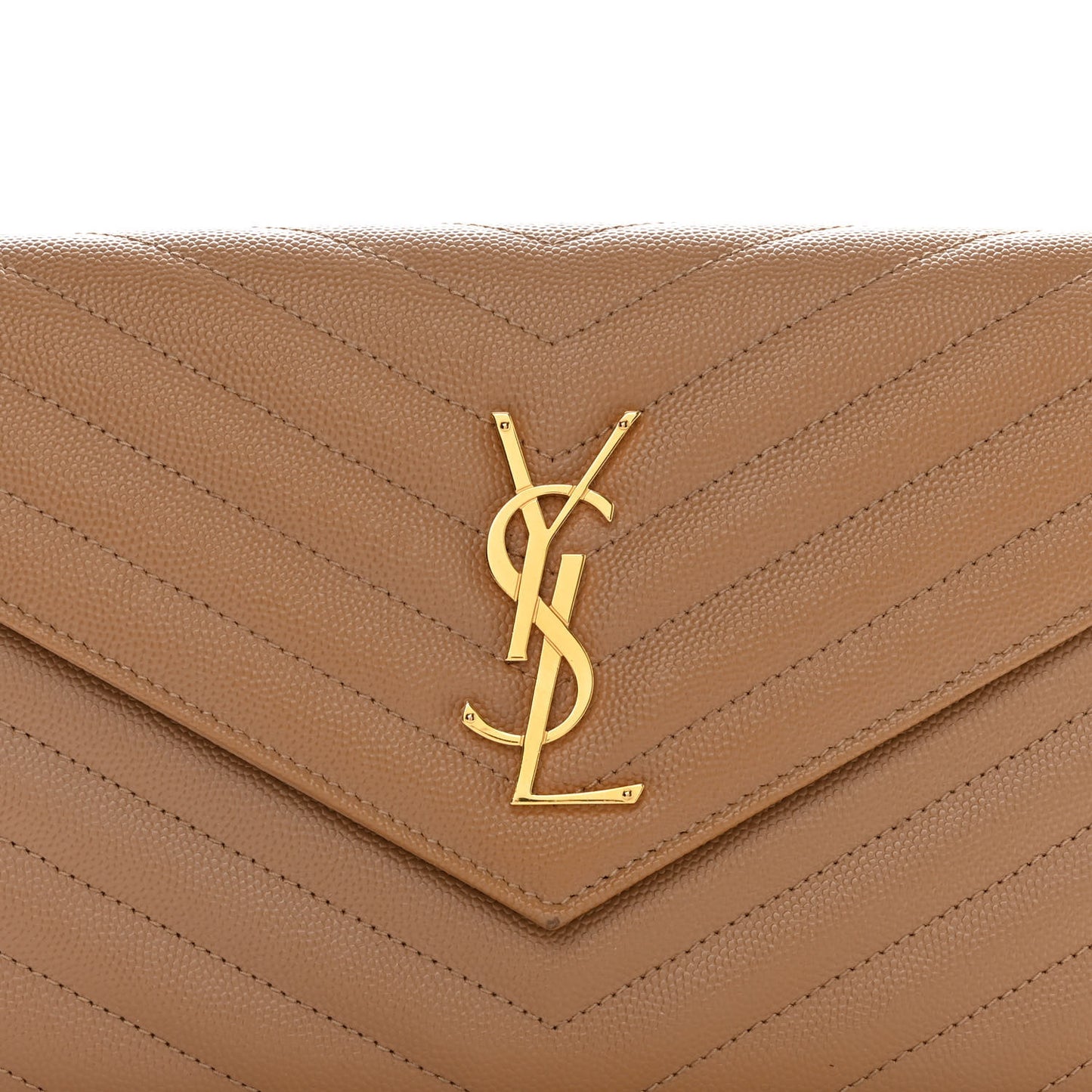 Grain De Poudre Matelasse Chevron Monogram Chain Wallet Dark Natural