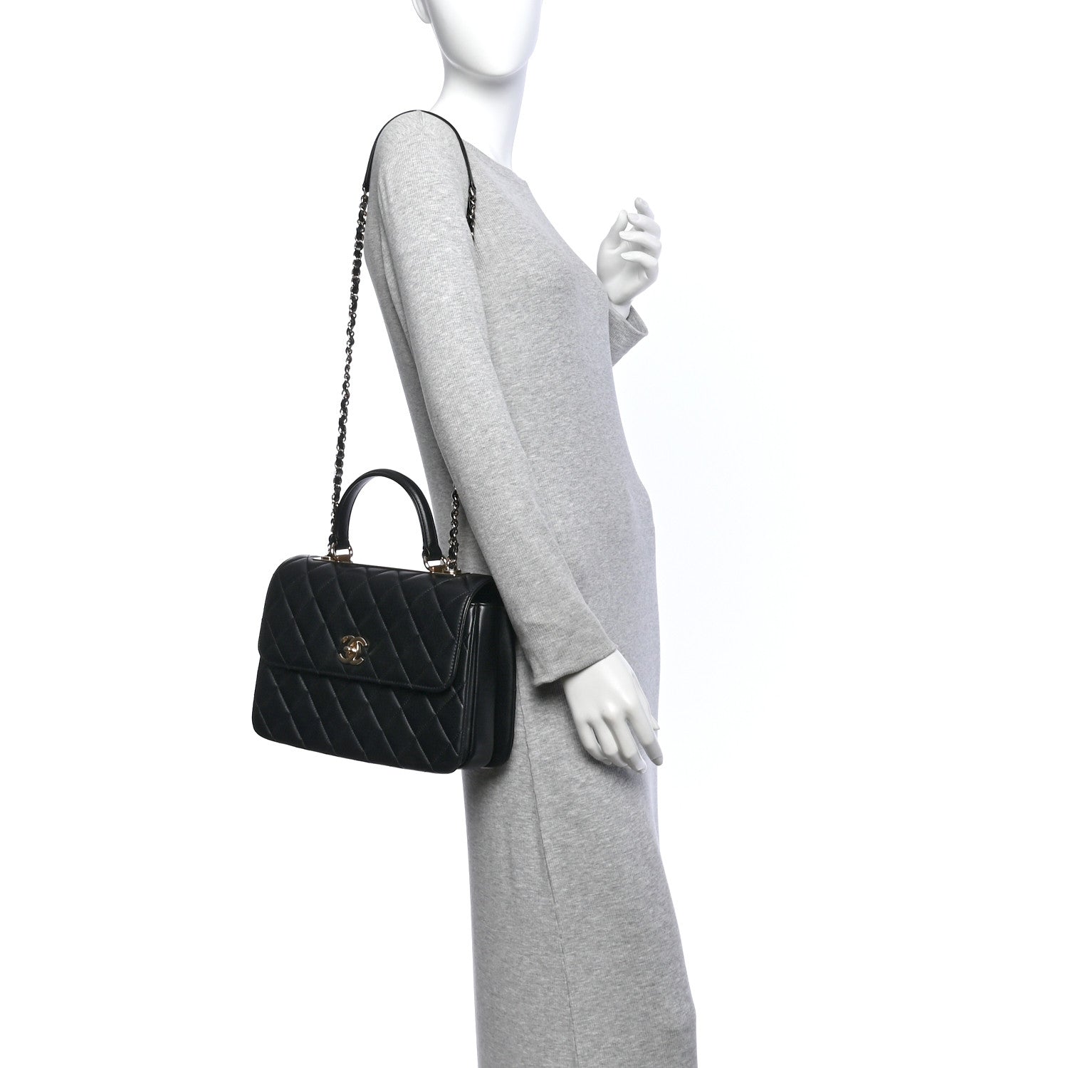 Chanel Lambskin Quilted Medium Trendy CC Flap Dual Handle Bag Black 2 of 12