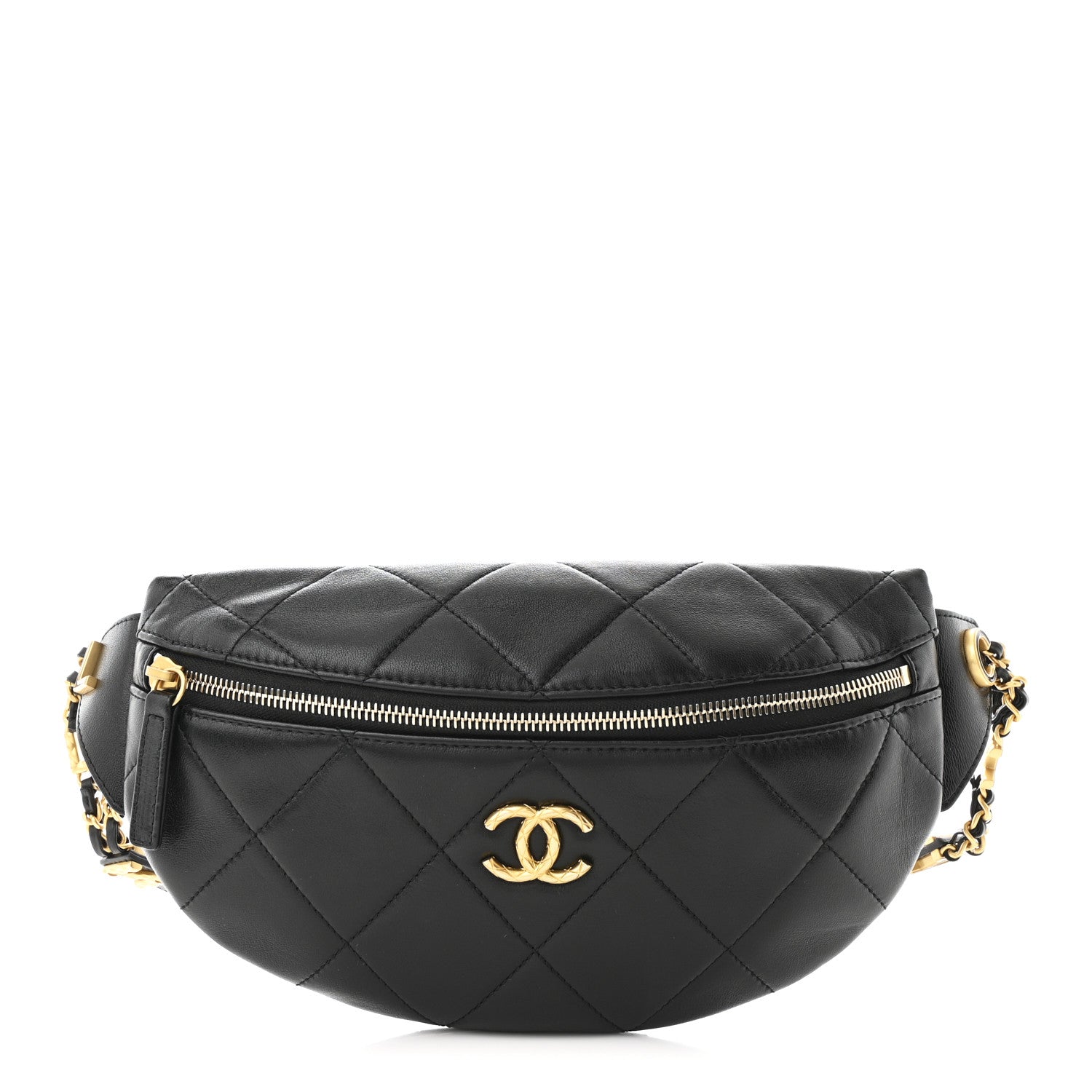 Chanel Lambskin Enamel Quilted Waist Bag Black 1 of 10