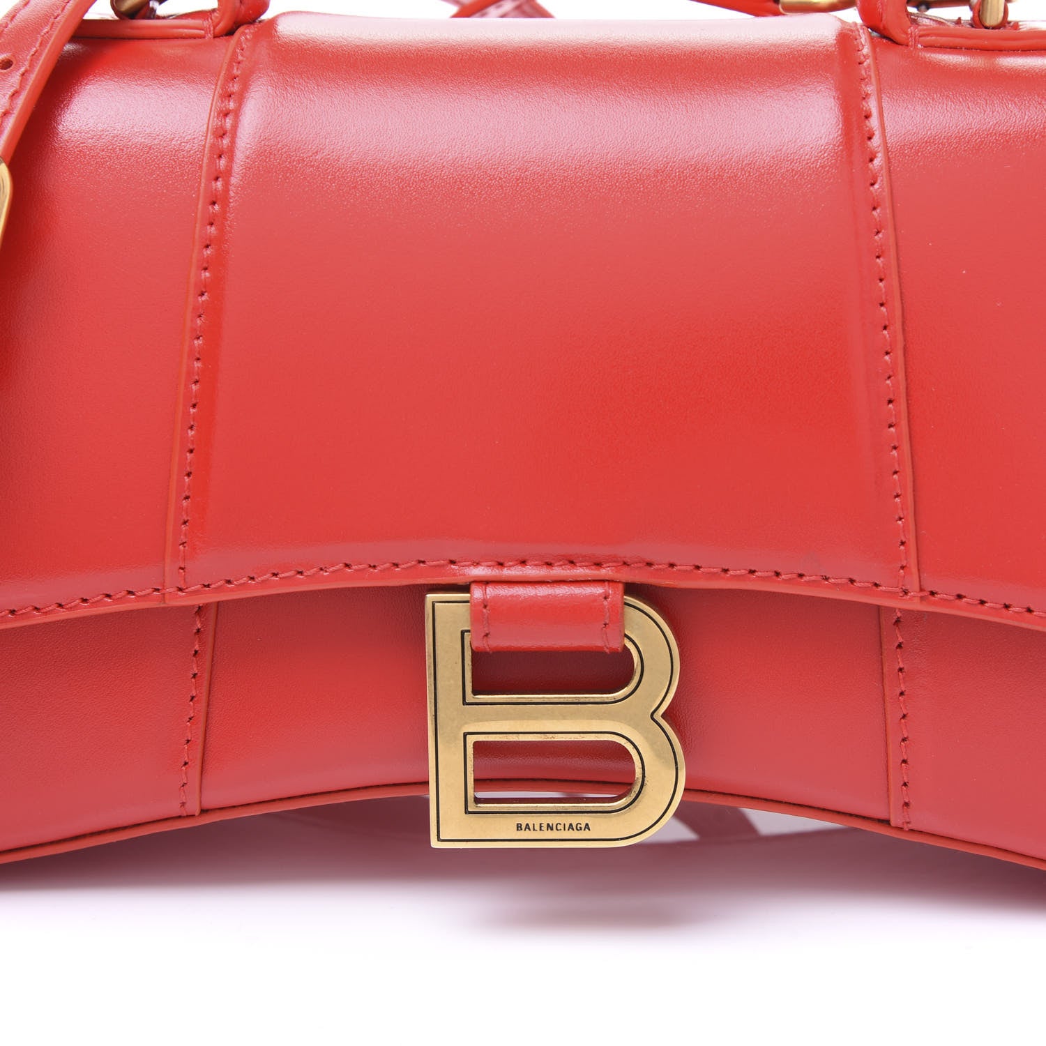 Balenciaga Shiny Box Calfskin Hourglass Top Handle Bag XS Bright Red 8 of 8