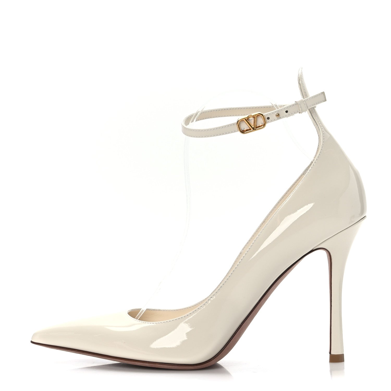 Valentino Garavani Patent Tan-Go 100mm Pumps 40.5 Light Ivory 1 of 7