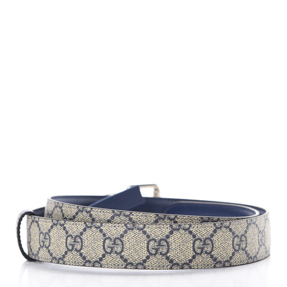 Gucci Selleria Calfskin GG Supreme Monogram Reversible 30mm Belt 95 38 Blue Beige 2 of 5
