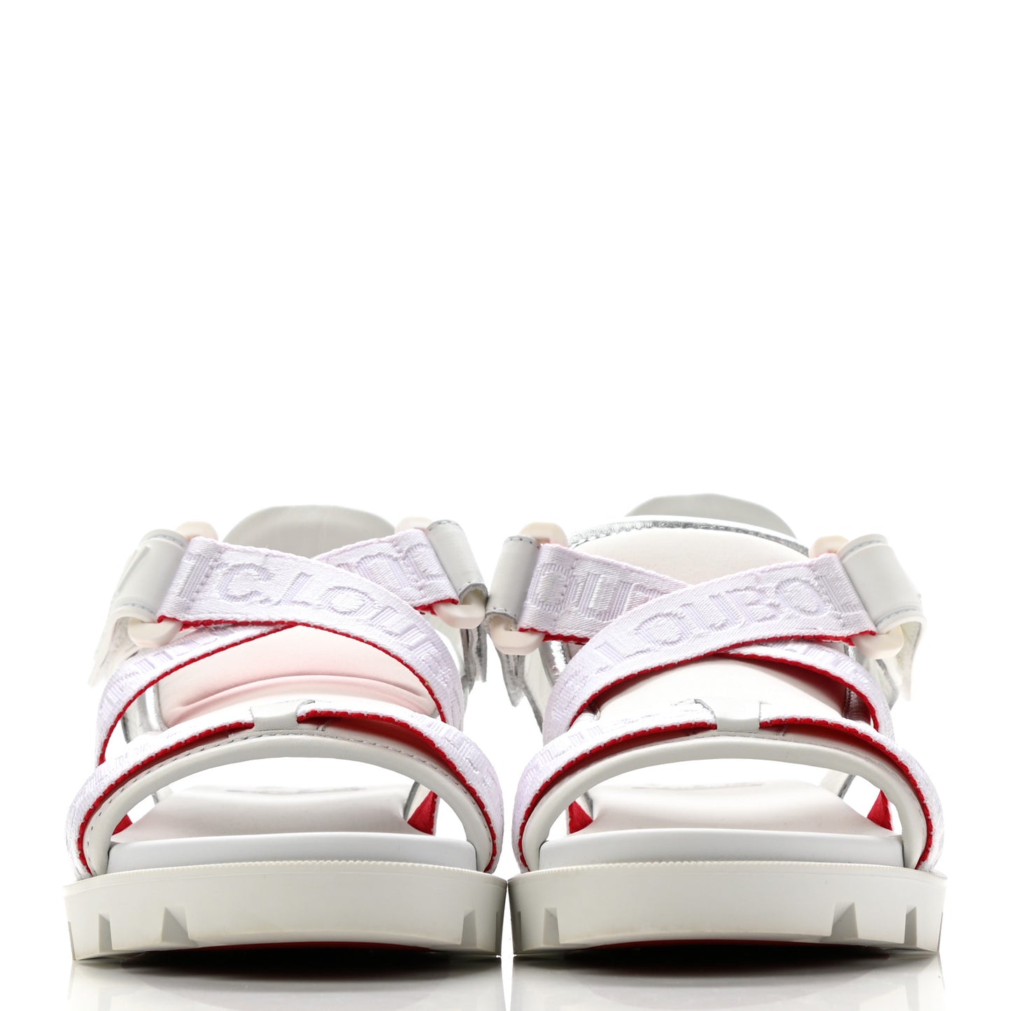 Calfskin Velcrissimo Flat Sandals 36.5 Blanco Silver