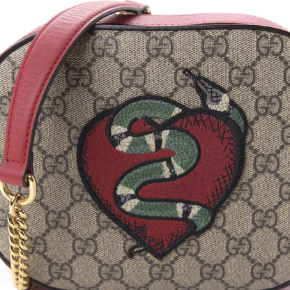 Gucci GG Supreme Monogram Kingsnake Heart Embroidered Mini Chain Shoulder Bag Beige Hibiscus Red 10 of 10
