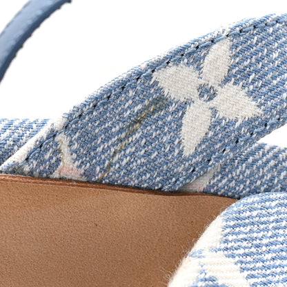 Louis Vuitton Monogram Jacquard Denim Platform Sandals 36 Blue 11 of 12