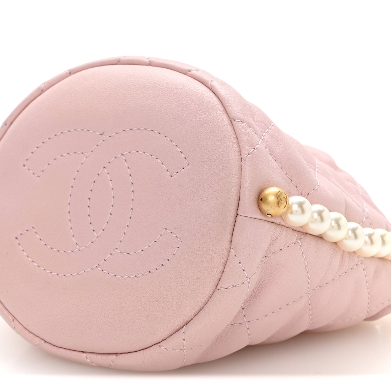 Chanel Calfskin Quilted Pearl Mini About Pearls Drawstring Bucket Light Pink 10 of 10