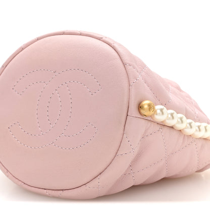 Chanel Calfskin Quilted Pearl Mini About Pearls Drawstring Bucket Light Pink 10 of 10