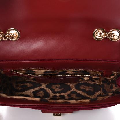 Dolce & Gabbana Velvet Watersnake Embellished Lucia Shoulder Bag Dark Purple 5 of 10