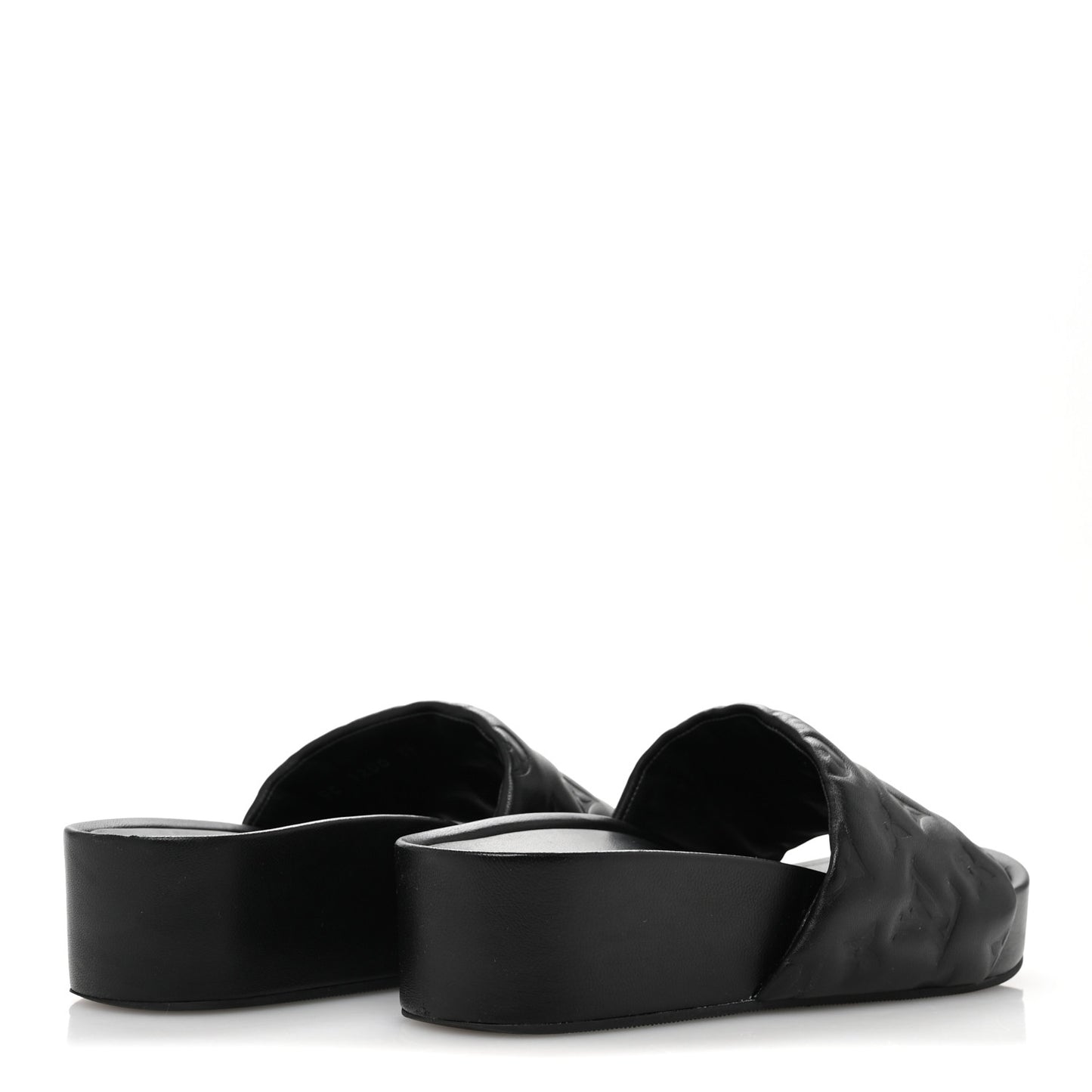 Lambskin Embossed Monogram Jumbo Flatform Mule Sandals 37 Black