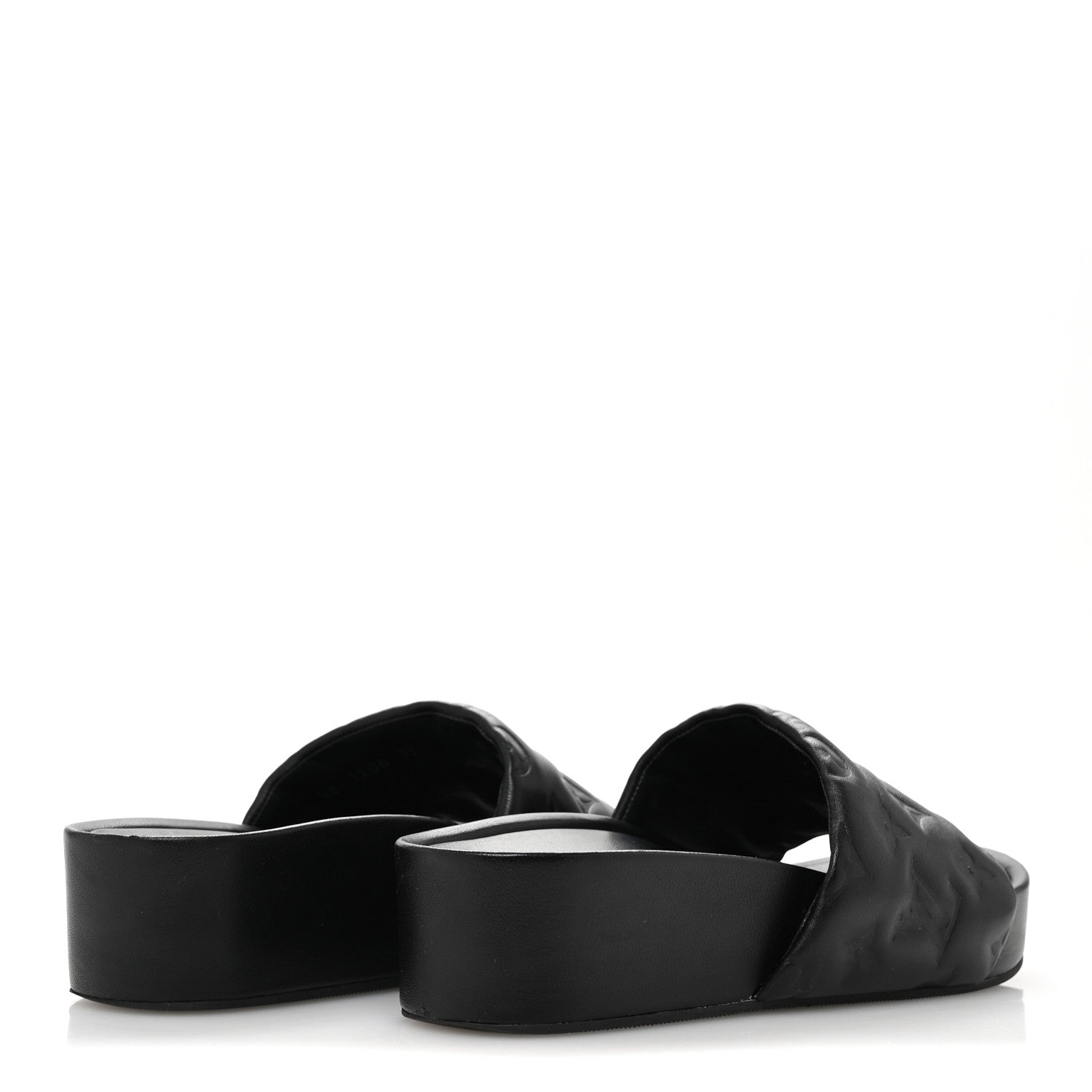 Louis Vuitton Lambskin Embossed Monogram Jumbo Flatform Mule Sandals 37 Black 5 of 10