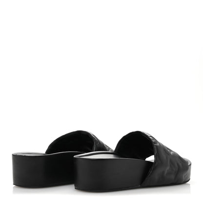 Louis Vuitton Lambskin Embossed Monogram Jumbo Flatform Mule Sandals 37 Black 5 of 10