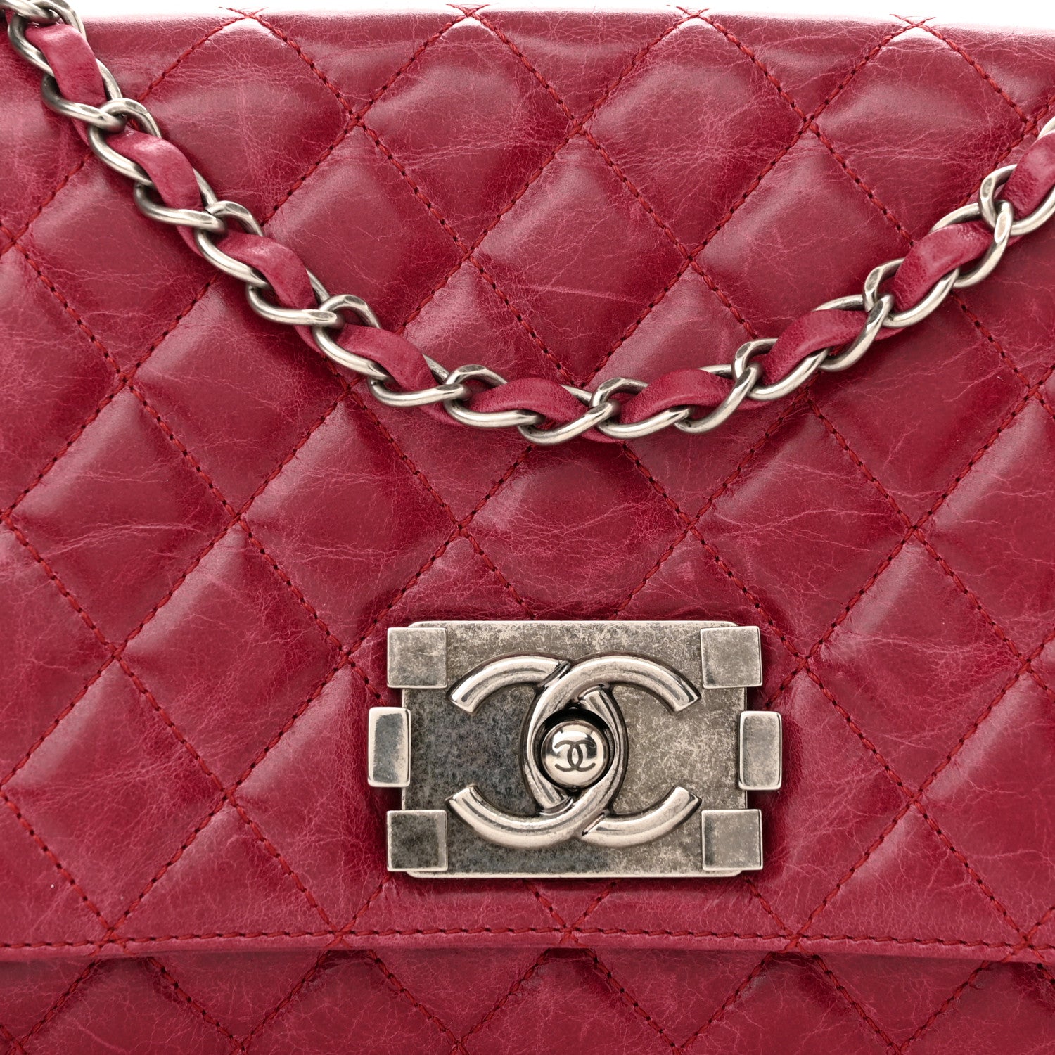 Chanel Glazed Calfskin Quilted Soft Boy Flap Red 8 of 10