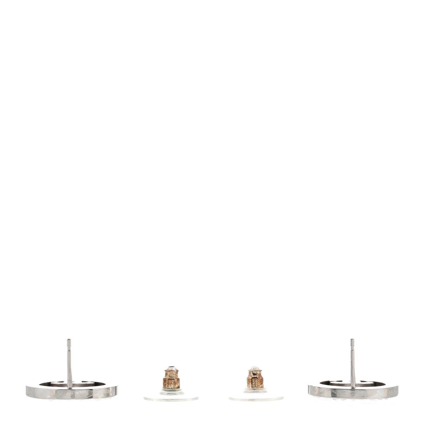 Crystal CC Round Earrings Silver