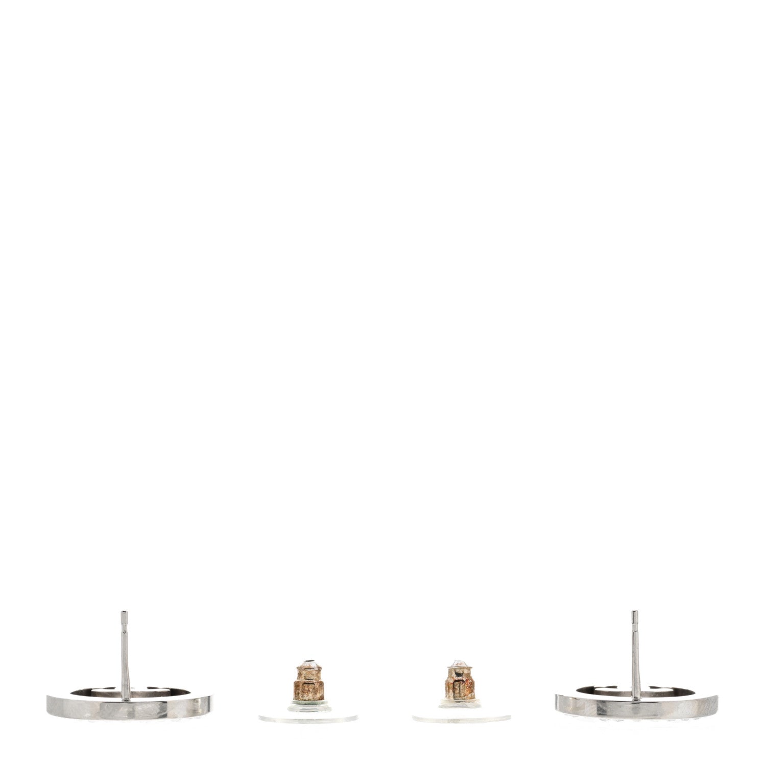 Chanel Crystal CC Round Earrings Silver 3 of 5